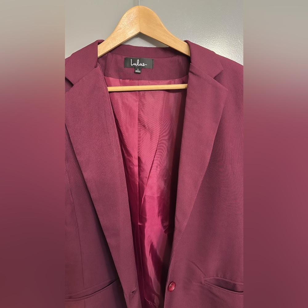 Lulus Dark Magenta Boyfriend Blazer – Size L